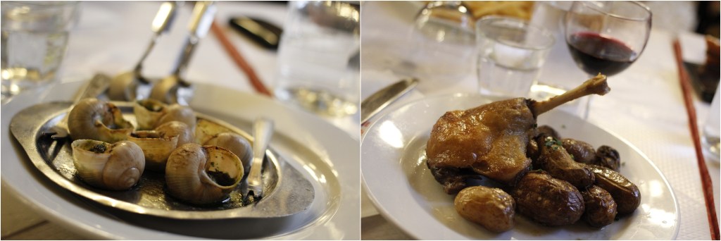 Escargots and duck confit